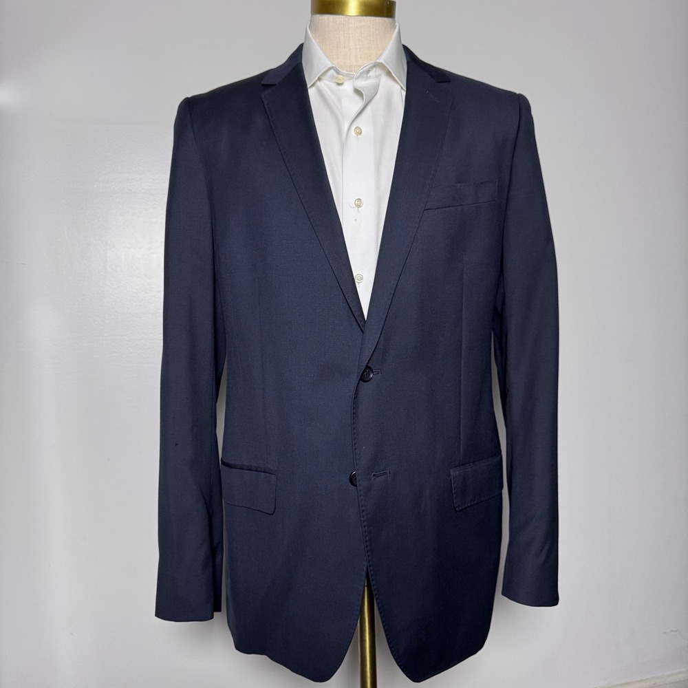 Bonobos Blazer Mens 42L Navy Blue Solid Wool Italian Fabric Two‎ Button Jacket